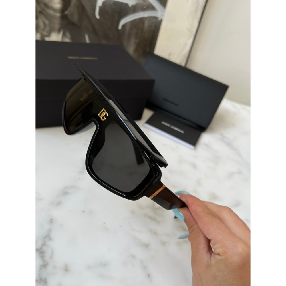 Dolce & Gabbana Oversized Black Shield Sunglasses - Picture 11 of 14